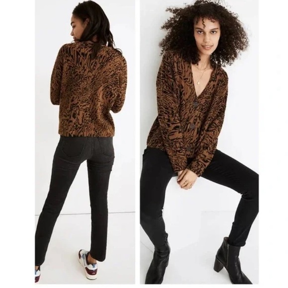 Madewelll Tigerized Cameron Ribbed Cardigan Sweater - Picture 4 of 8